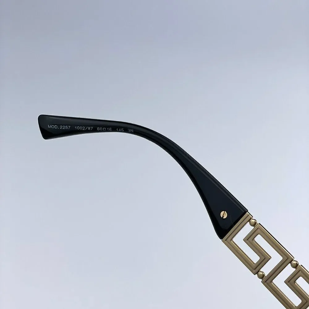 NEW Versace VE2257 100287 Gold Dark Grey Metal Pilot Unisex Sunglasses